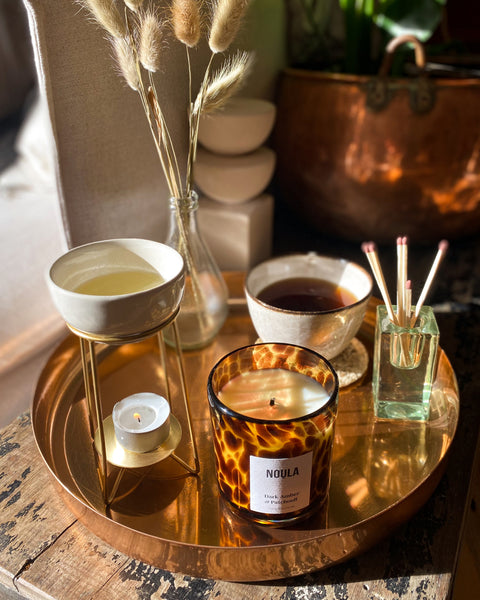 dark amber patchouli candle, home fragrance, small batch candles, wax melt, wax melt burner